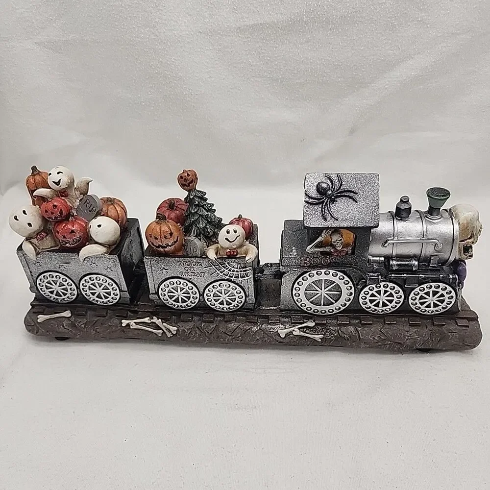 House Haunted Express Pumpkin Hollow Train LED Lighted Music With Adapter READ